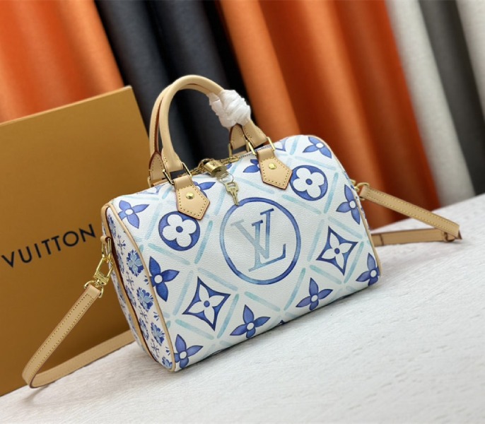 Louis Vuitton LV By The Pool Monogram Tiles Canvas Speedy Bandouliere 25 Bag In Lagoon Blue - Louis Vuitton