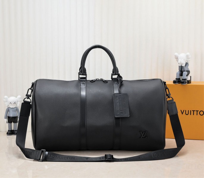 Louis Vuitton Aerogram Keepall Bandouliere 50 Travel Bag In Black - Louis Vuitton