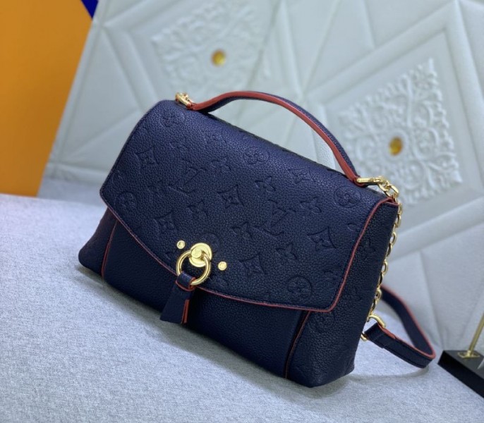 Louis Vuitton Monogram Empreinte Leather Blanche BB Handbag In Navy Blue - Louis Vuitton