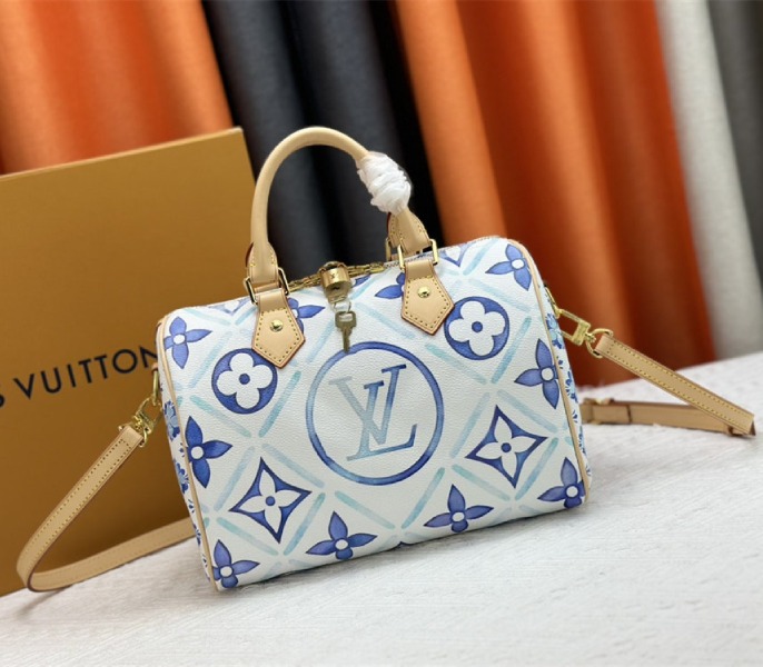 Louis Vuitton LV By The Pool Monogram Tiles Canvas Speedy Bandouliere 25 Bag In Lagoon Blue - Louis Vuitton