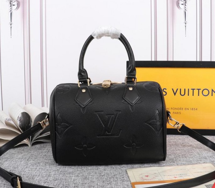 Louis Vuitton Monogram Empreinte Leather Speedy Bandouliere 25 Handbag In Black - Louis Vuitton