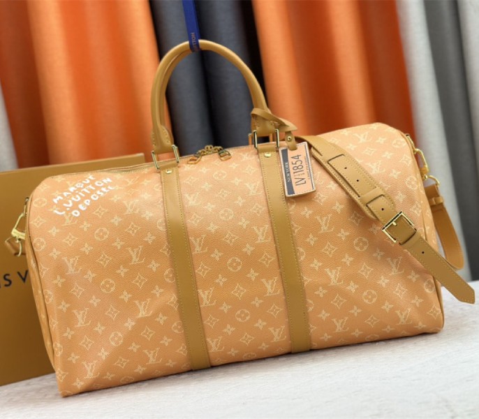 Louis Vuitton Monogram Heritage Canvas Keepall Bandouliere 50 In Yellow - Louis Vuitton