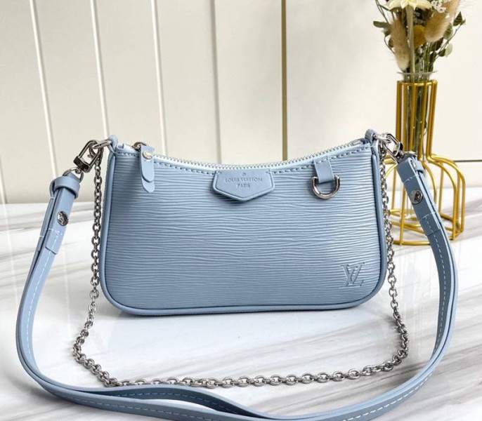 Louis Vuitton Epi Leather Easy Pouch On Strap In Bleu Celeste Blue - Louis Vuitton