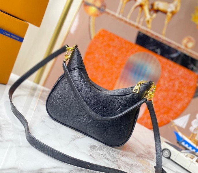 Louis Vuitton Monogram Empreinte Leather Bagatelle Mini Hobo In Black - Louis Vuitton