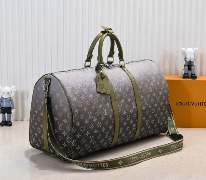 Monogram Gradient Canvas Keepall Bandouliere 55 In Khaki Green - Louis Vuitton
