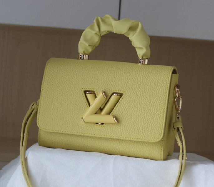 Louis Vuitton Taurillon Leather Twist MM Scrunchie Handle In Ginger Yellow - Louis Vuitton