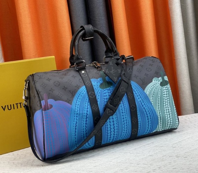 Louis Vuitton X YK Monogram Eclipse Reverse Keepall 45 Luggage In Pumpkin - Louis Vuitton