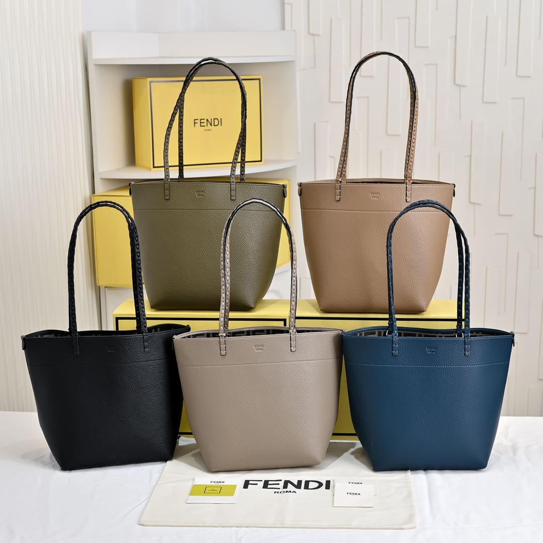 Fendi Medium Roll Multi-Colors Selleria shopper with 218 hand-sewn topstitches