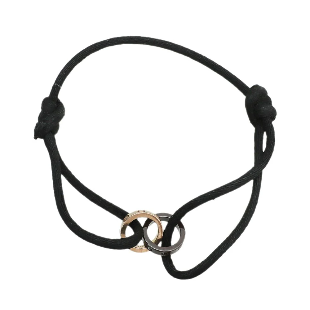 Cartier 18K Rose Gold 4 Diamond Black Ceramic Cord Love Bracelet
