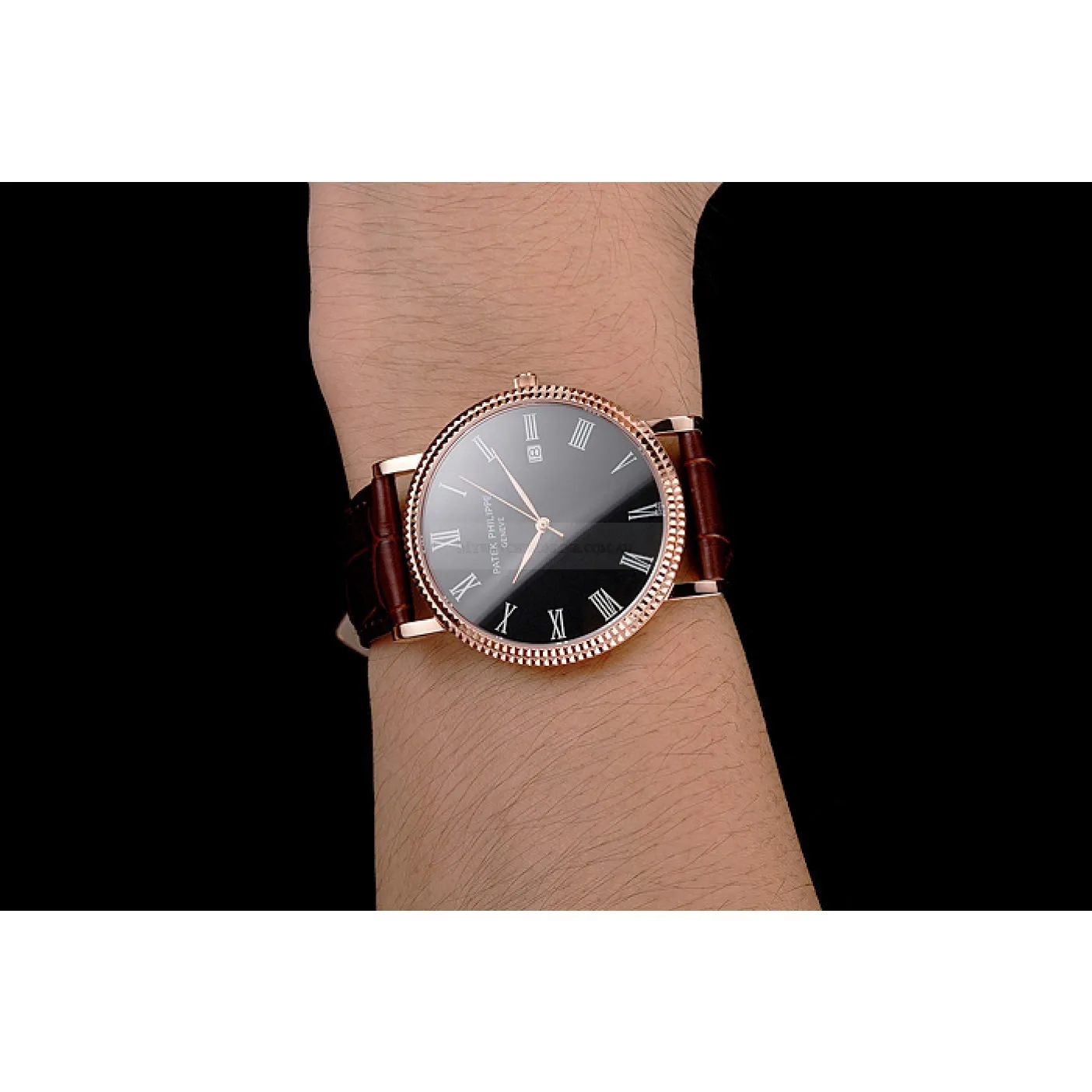 Calatrava Black Dial Roman 40 mm, Rose Gold Plated