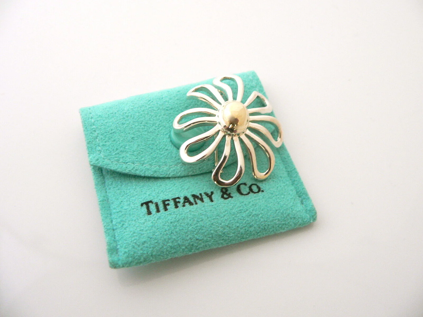 Tiffany & Co Silver 18K Gold Large Picasso Daisy Flower Brooch Pin Nature Lover