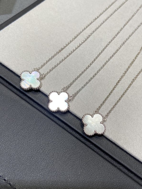Van Cleef Necklace Dupe, White Clover Leaf Necklace, White Gold