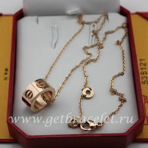 Copy Cartier LOVE Pink Gold Necklace