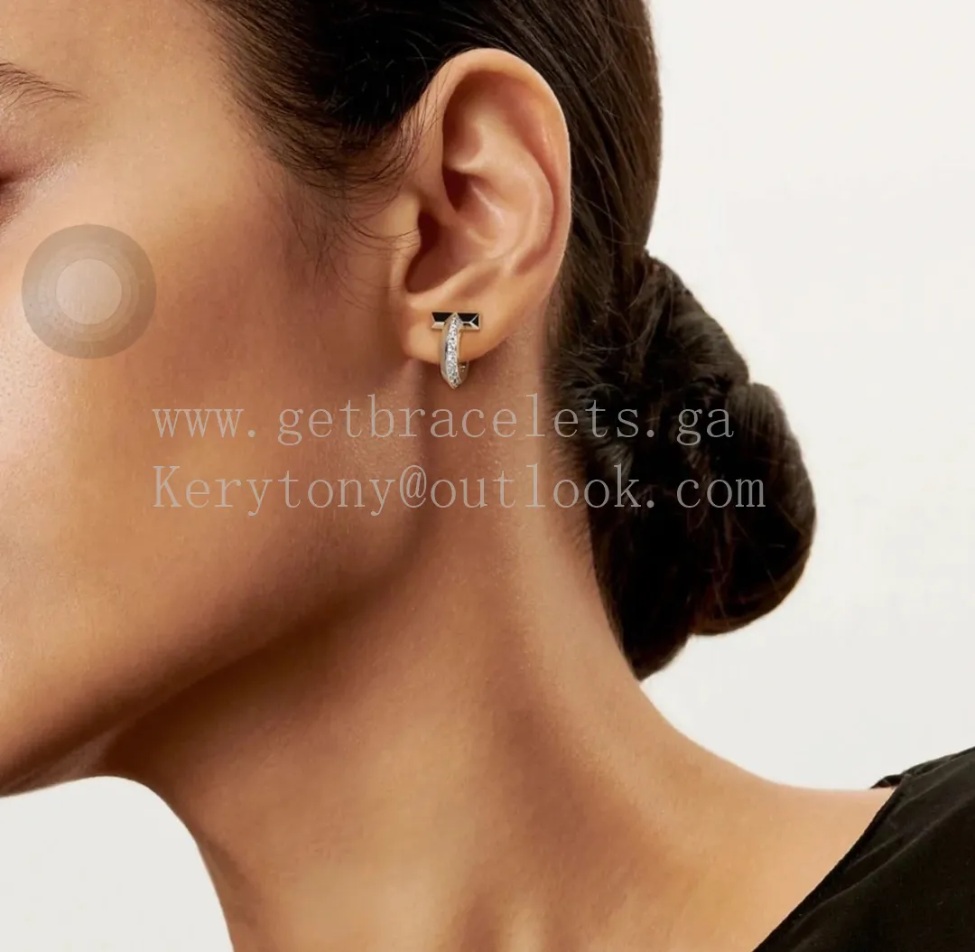 Tiffany T T1 Hoop Earrings Yellow Gold/White Gold/Pink Gold with Diamonds