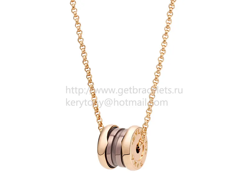 B.zero1 Necklace with Rose Gold Chain and Pendant in Rose Gold and Cermet