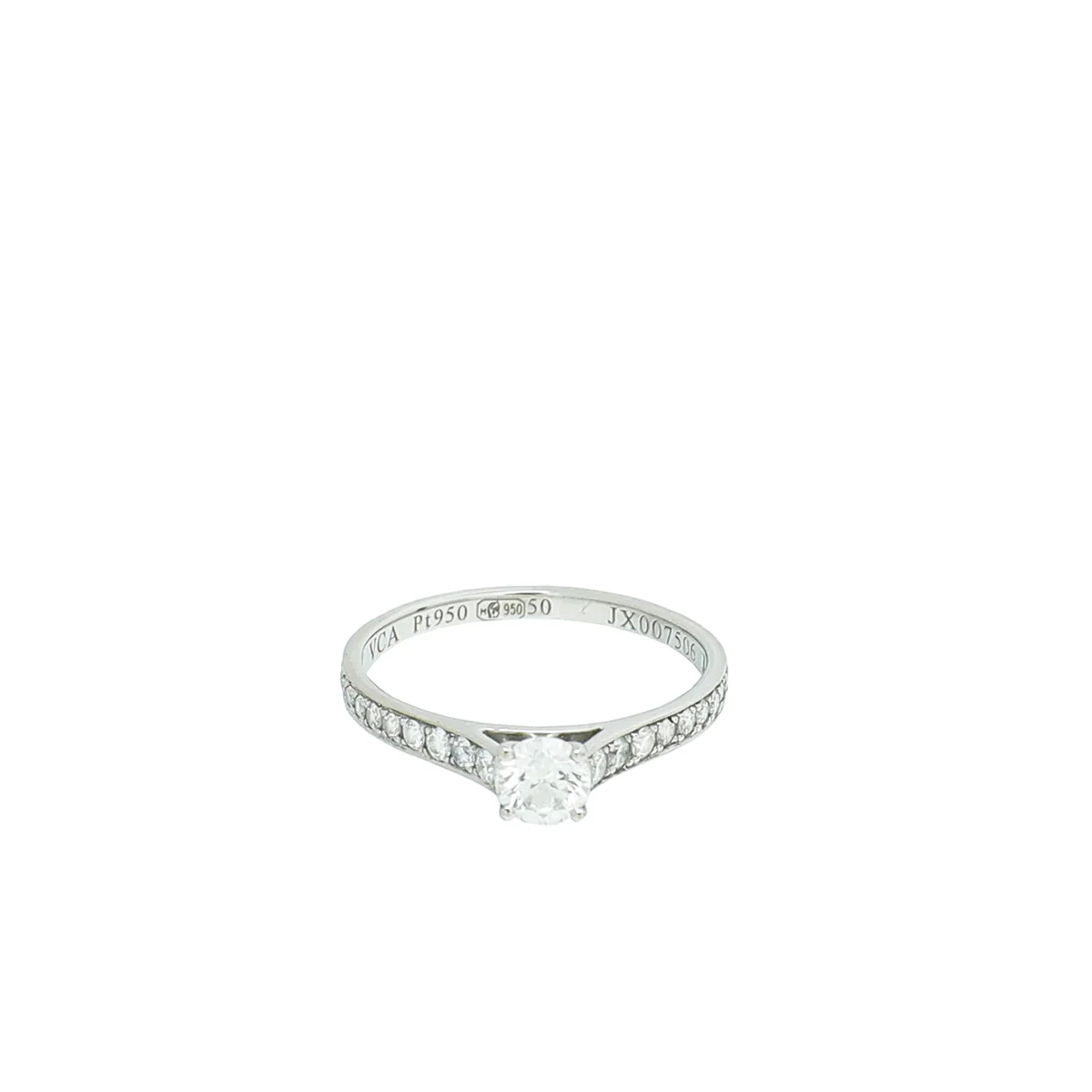 Van Cleef & Arpels Platinum Diamond Romance Solitaire EVVS2 Ring 50