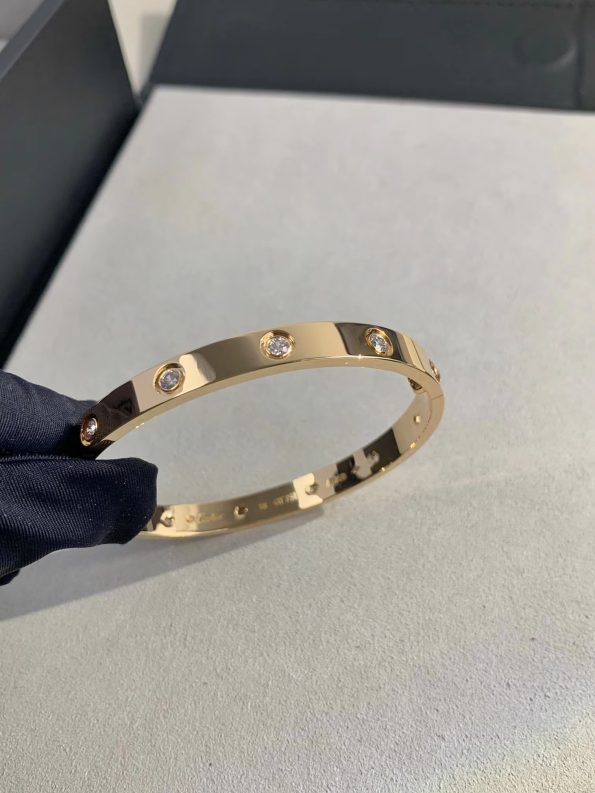 Cartier Love Bracelet Dupe, Rose Gold, Ten Diamonds