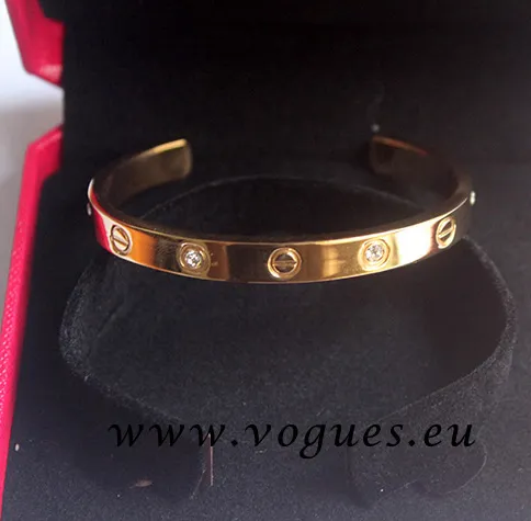 Cartier Semi-Open Love Bracelet Yellow Gold 4 Diamonds