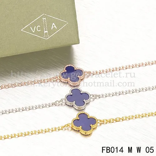 Van Cleef & Arpels Sweet Alhambra Bracelet White Gold With Lapis Stone Mother Of Pearl