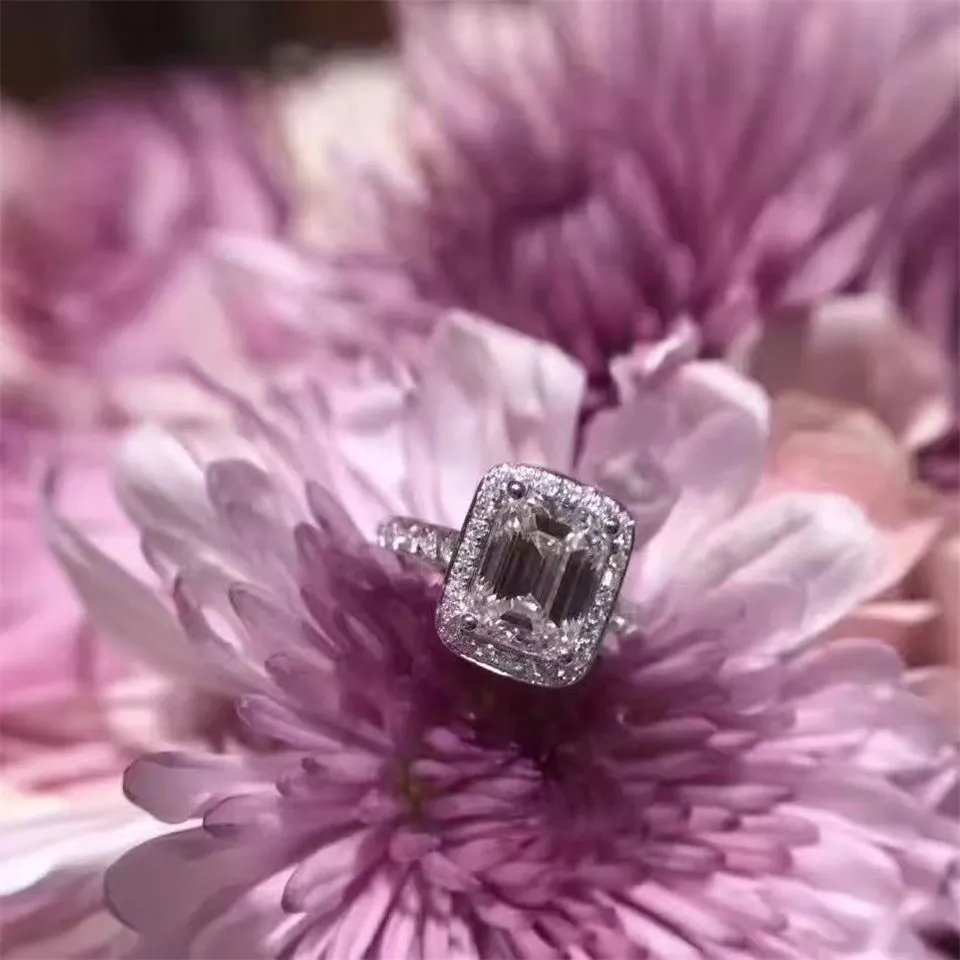 Tiffany Square Crystal Narrow Ring Most Popular