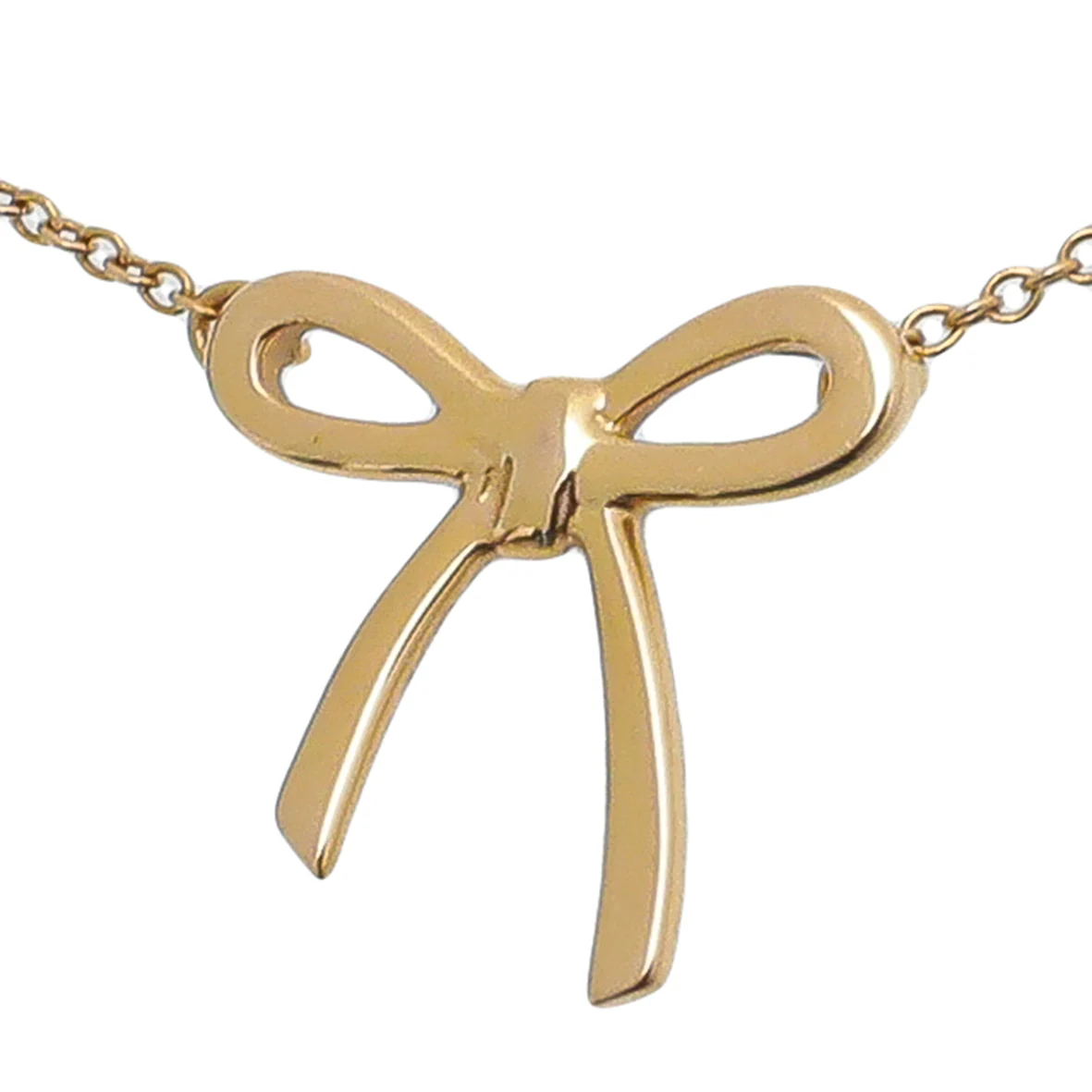 Tiffany & Co 18K Yellow Gold Bow Pendant Necklace