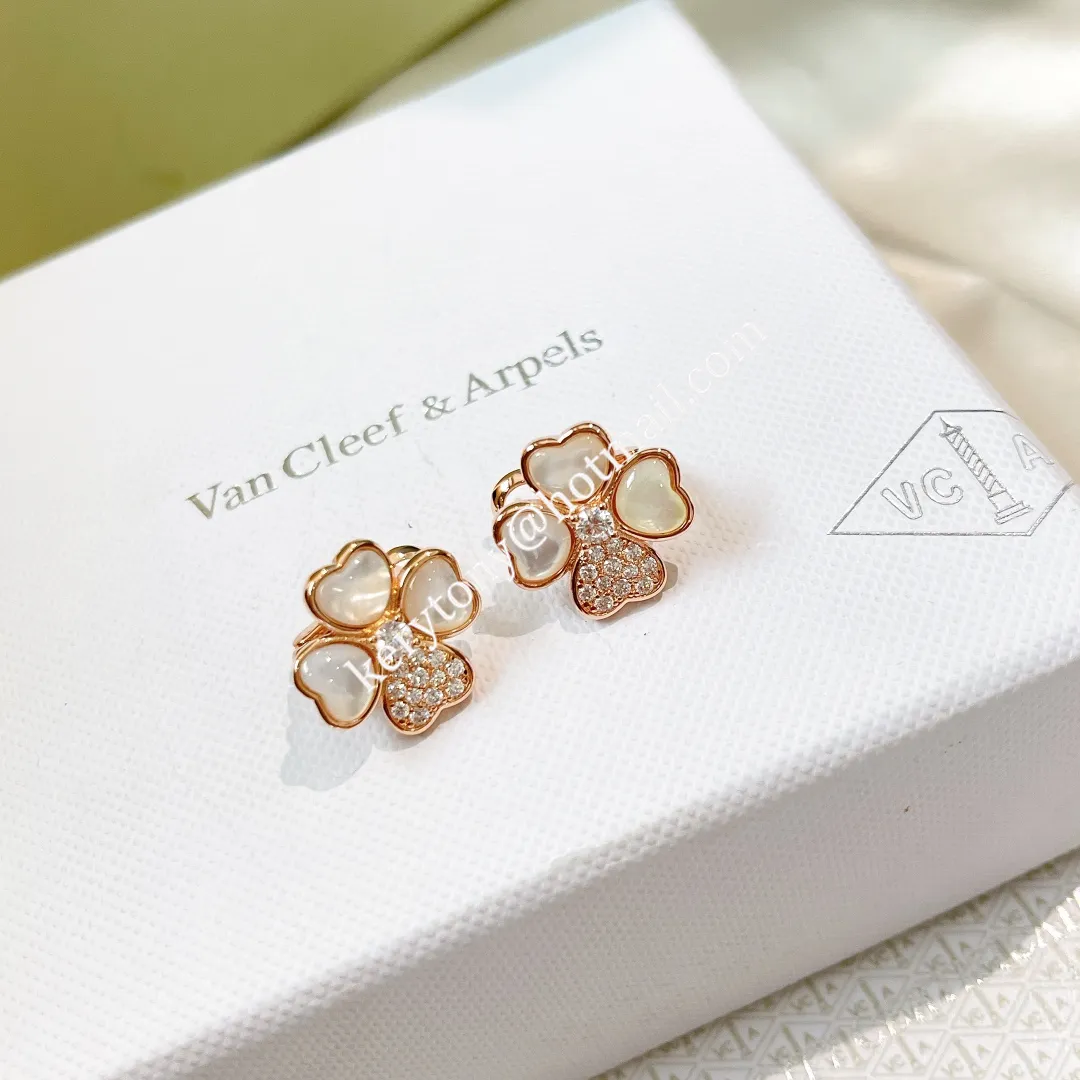 Most Fashion Van Cleef Arpels Cosmos Earrings Rose Gold With Diamond White/Red/Black/Green Online