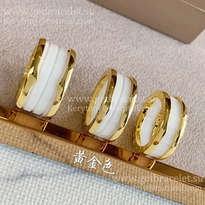 B.zero1 4-Band Rose Gold Ring with White Ceramic
