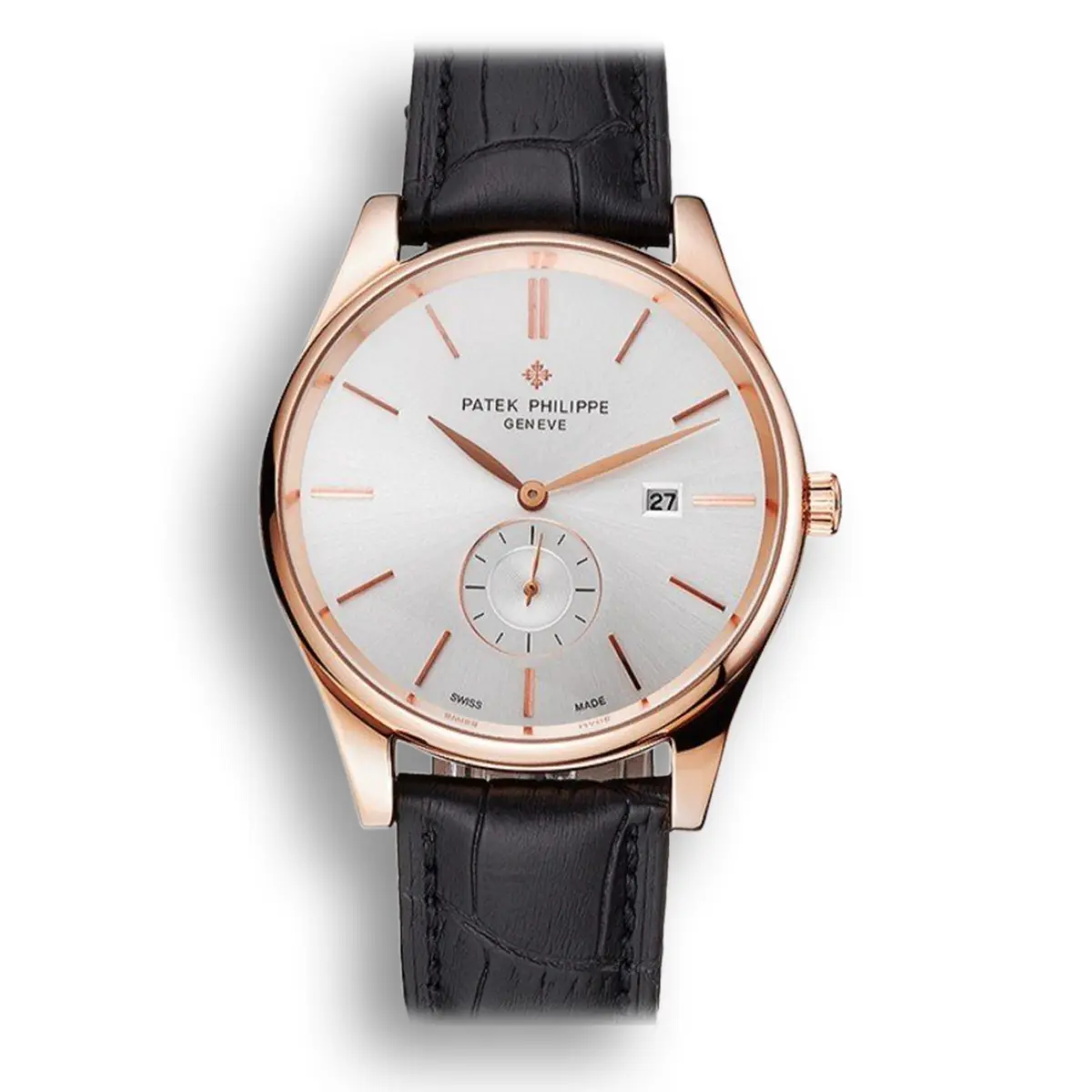 Calatrava Date Dial White 40 mm, Rose Gold Plated