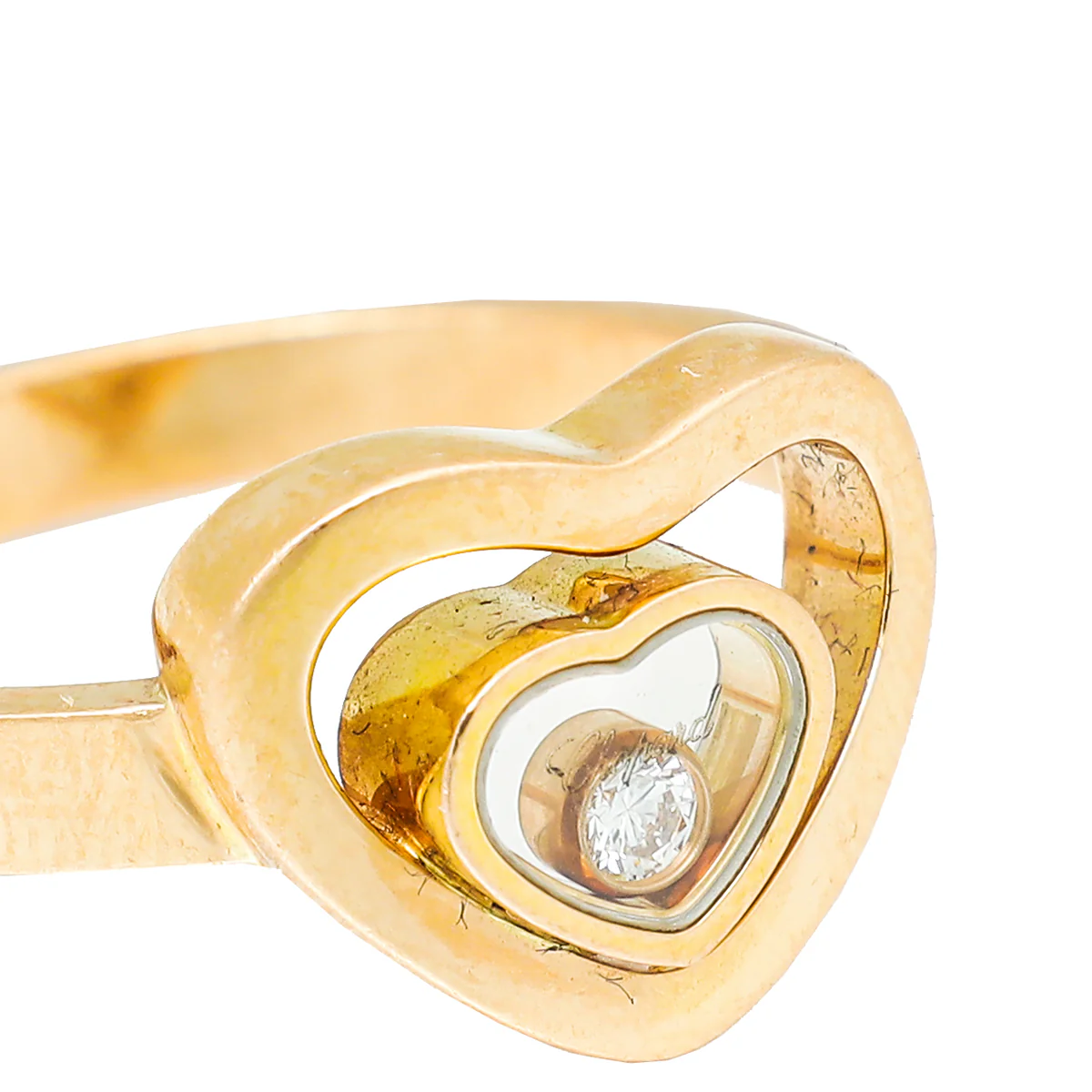 Chopard 18K Pink Gold Diamond Happy Hearts Ring