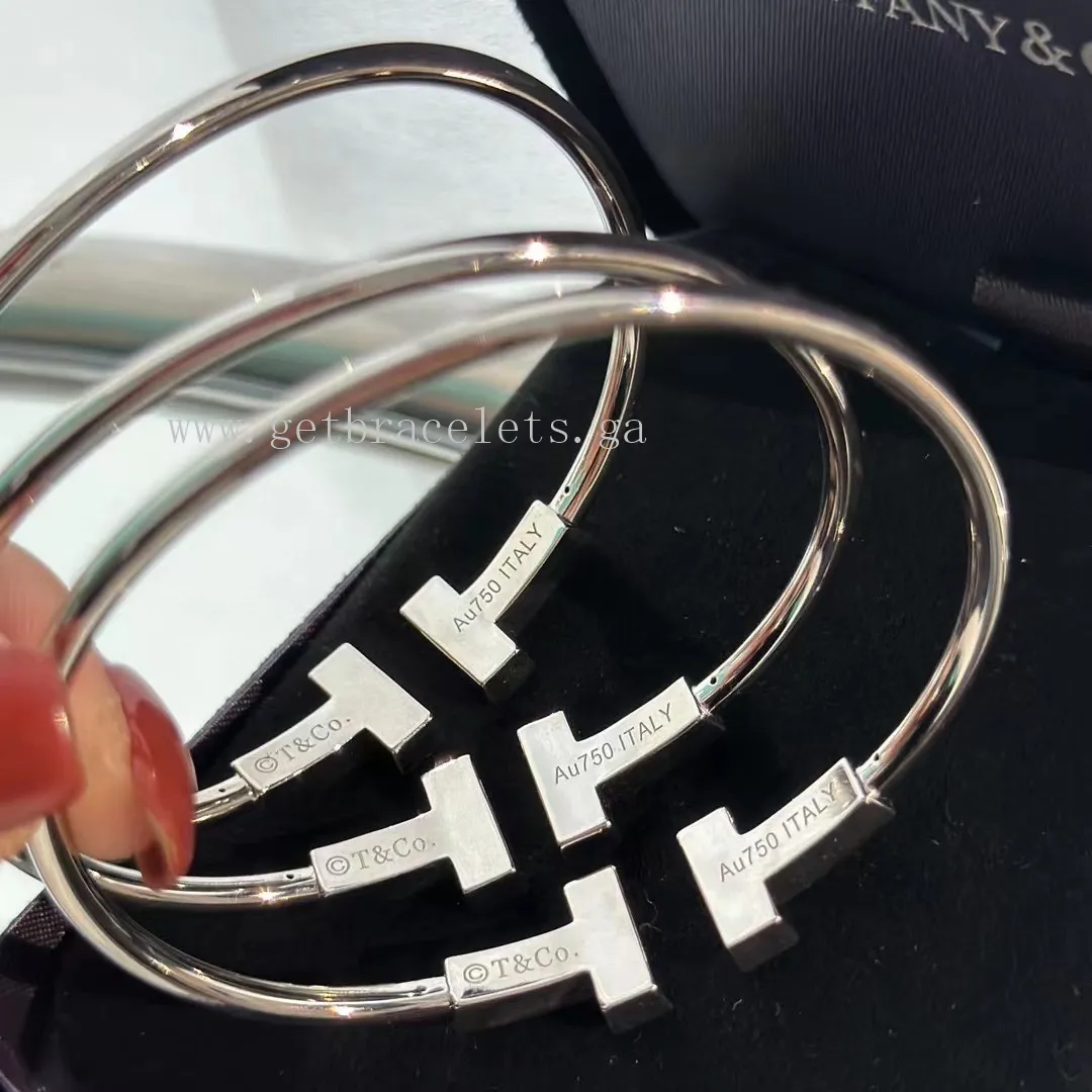 Tiffany T Wide Turquoise/Onyx/Mother-of-pearl Wire Bracelet White Gold