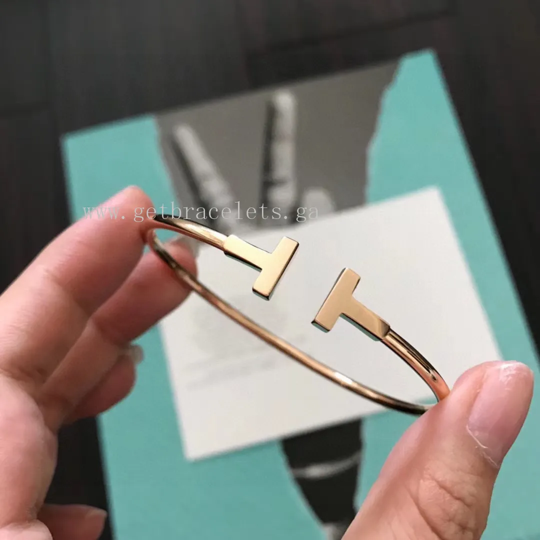 Tiffany T Wide Wire Bracelet in Yellow Gold/Rose Gold/White Gold