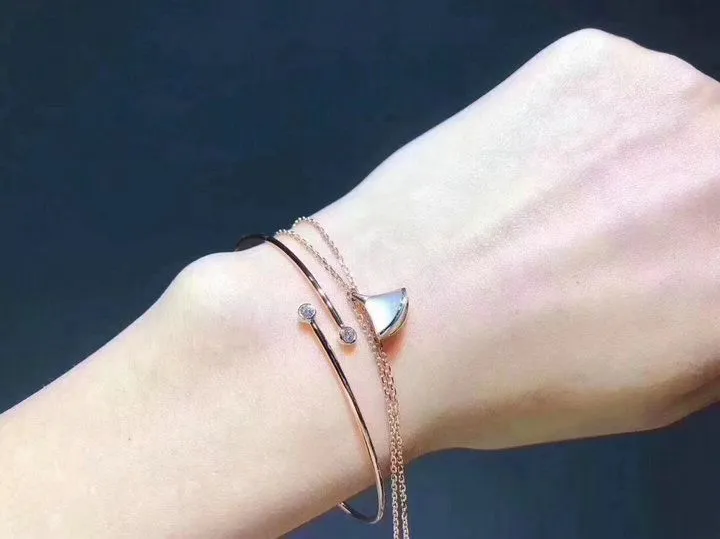 Tiffany Elsa Peretti Clone Diamonds Thin Adjustable Hoop Bangle Price In Malaysia Silver/Pink Gold Best Gift GRP10204/GRP09660