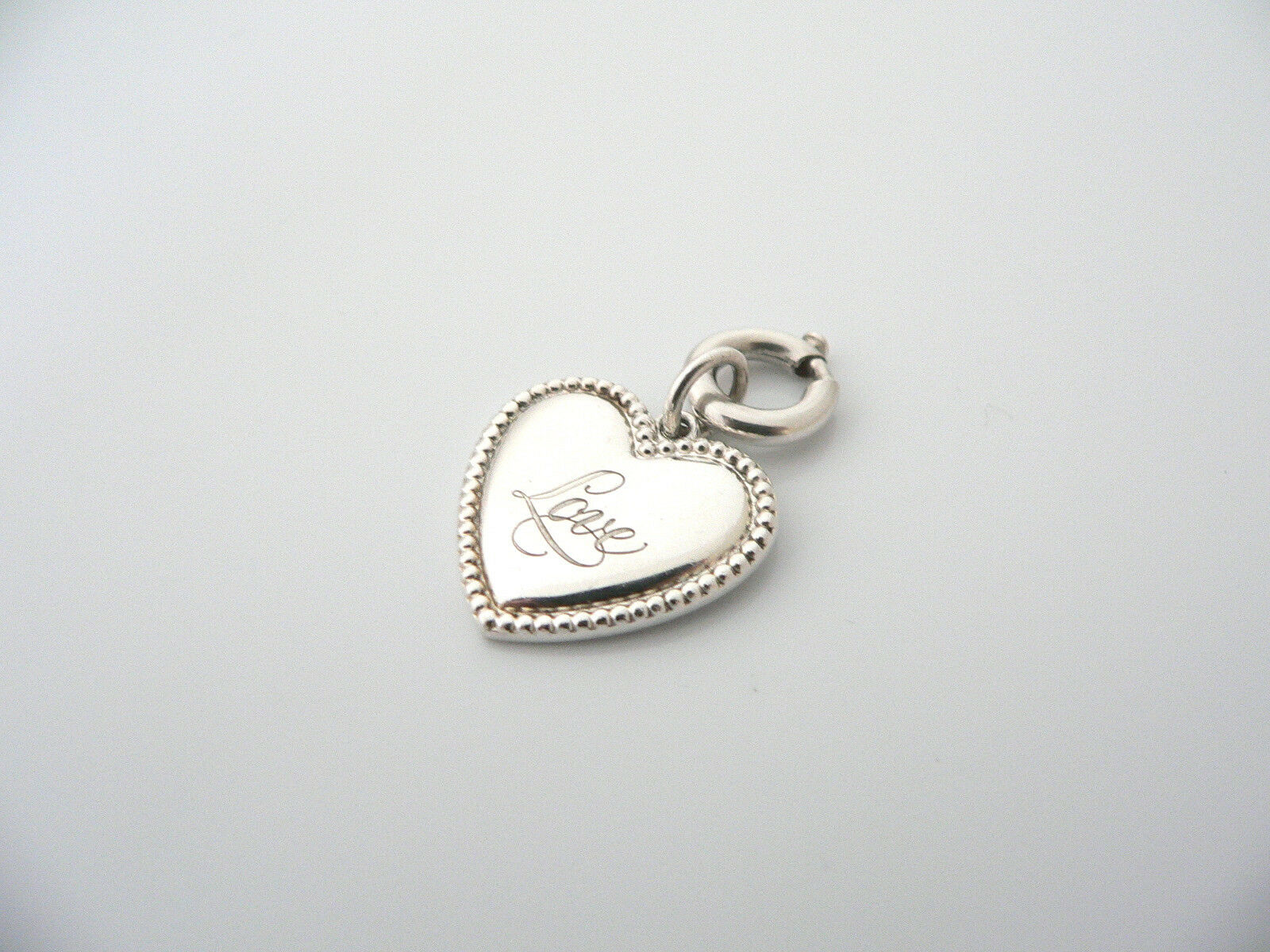Tiffany & Co Silver Love Heart Bead Pendant Clasp Charm 4 Necklace Bracelet Gift