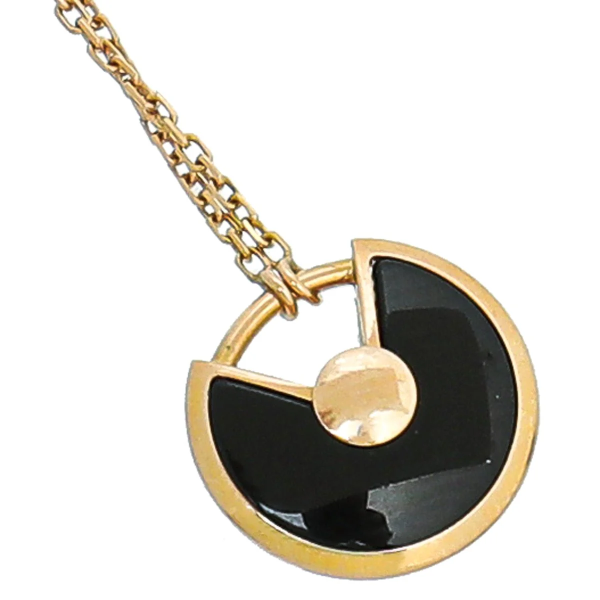 Cartier 18K Pink Gold Onyx Diamond Amulette De Cartier XS Model Necklace