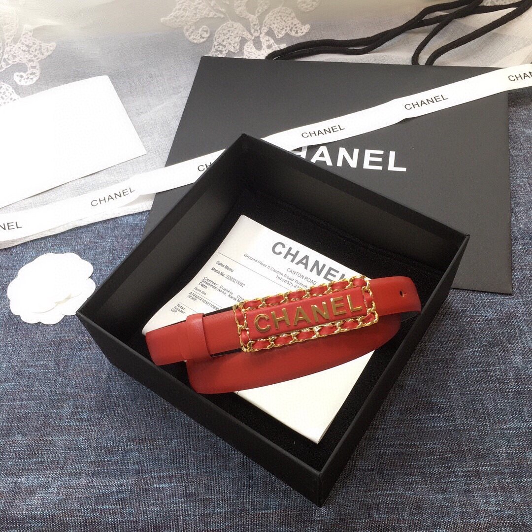 Chanel Belt With Chanel Signature Orange with Gold-Toned Hardware Women Belt 30MM