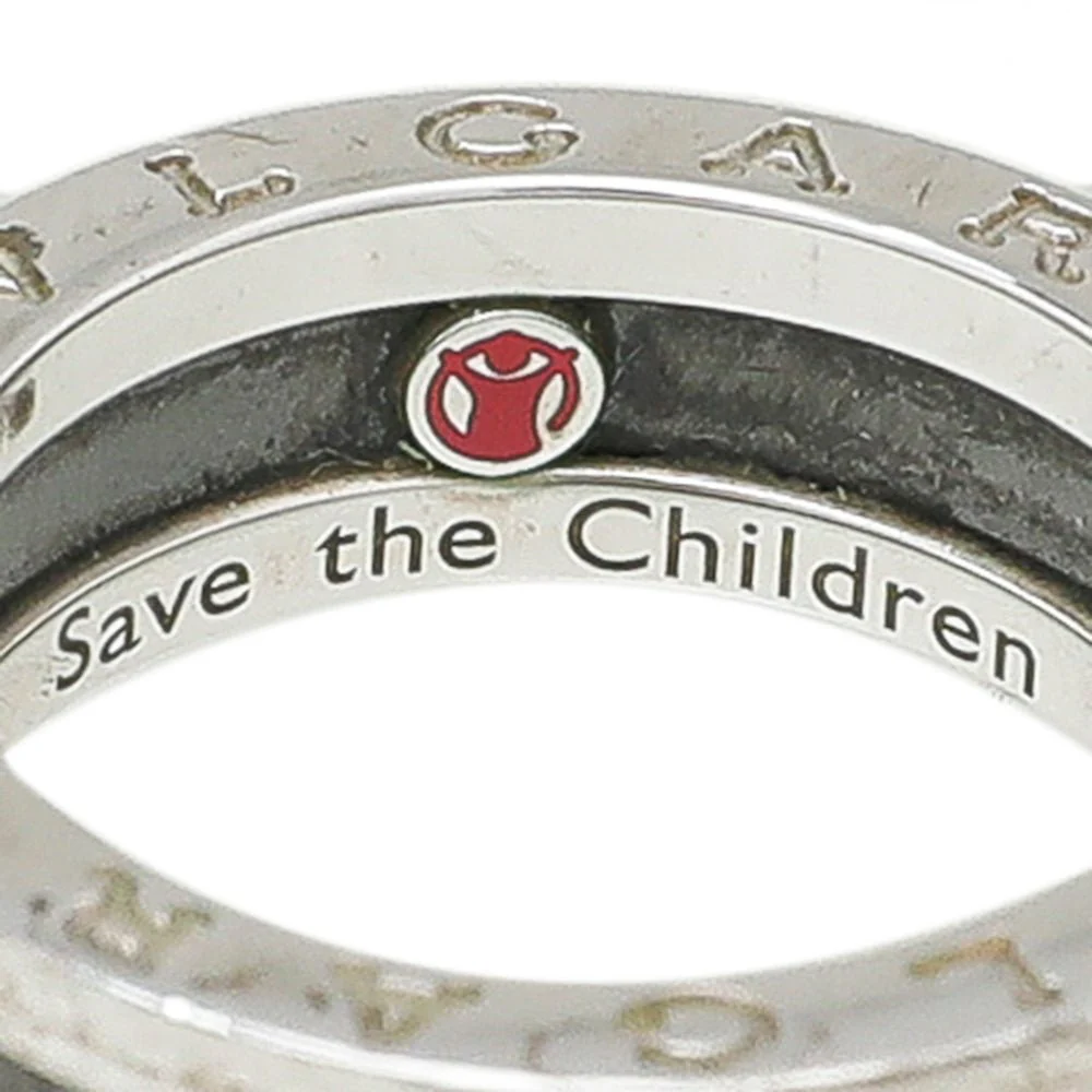 Bvlgari Silver Black Ceramic Save The Children Ring 54
