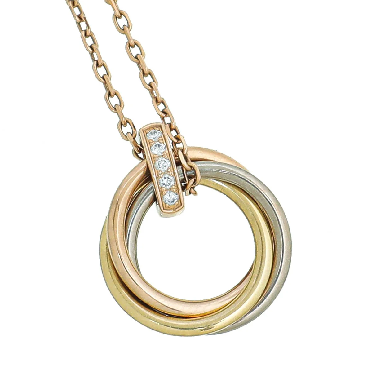 Cartier 18K Trinity Gold Diamond Necklace