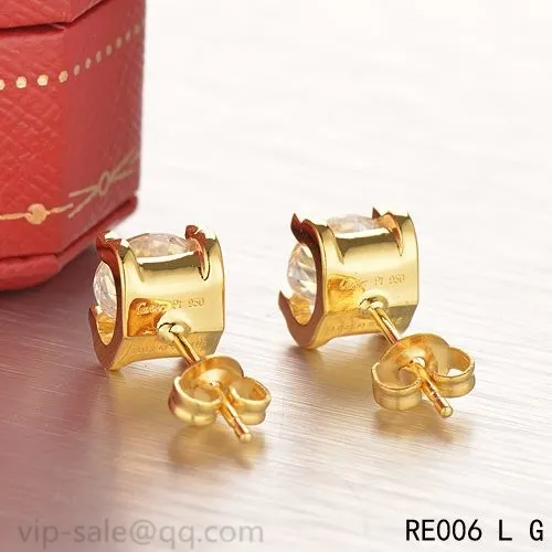 Cartier C DE Earrings in 18K Yellow Gold With 1 Brilliant-Cut Diamond