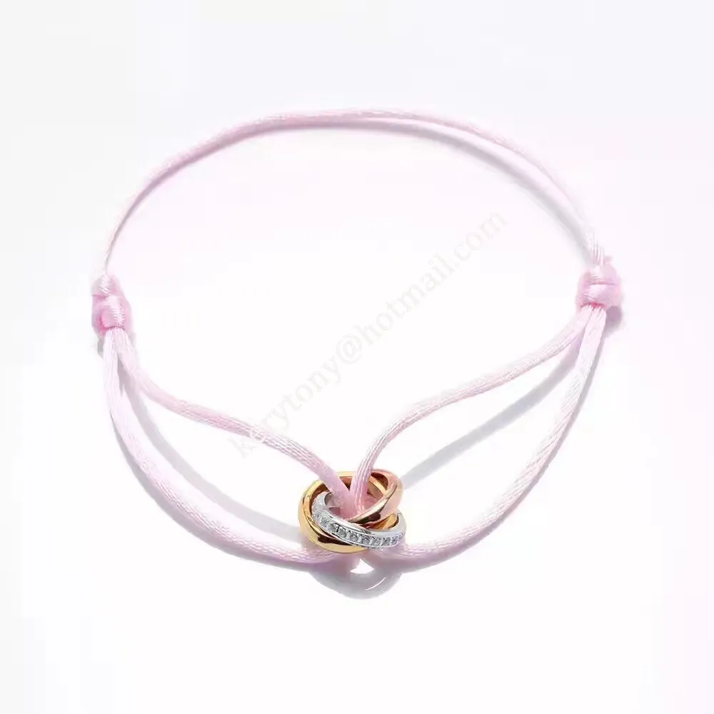Most Luxury Cartier Trinity Rope Bracelet White Gold/Yellow God/Rose Gold With Diamonds Low Price