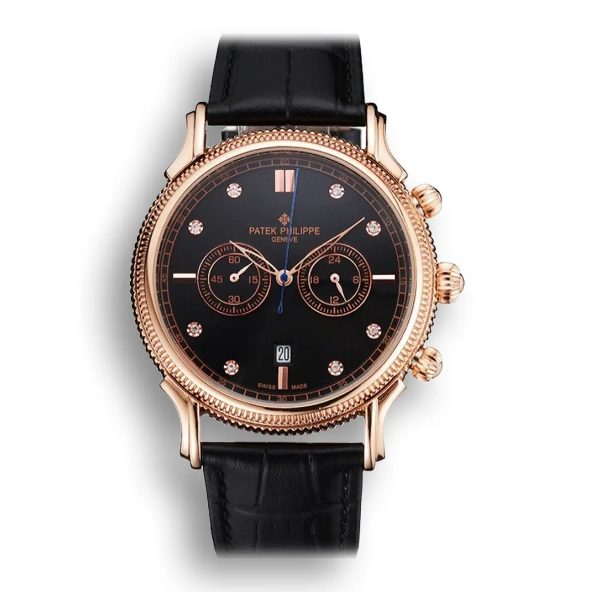Chronograph Black Dial With Diamonds 40 mm, Rose Gold Plated