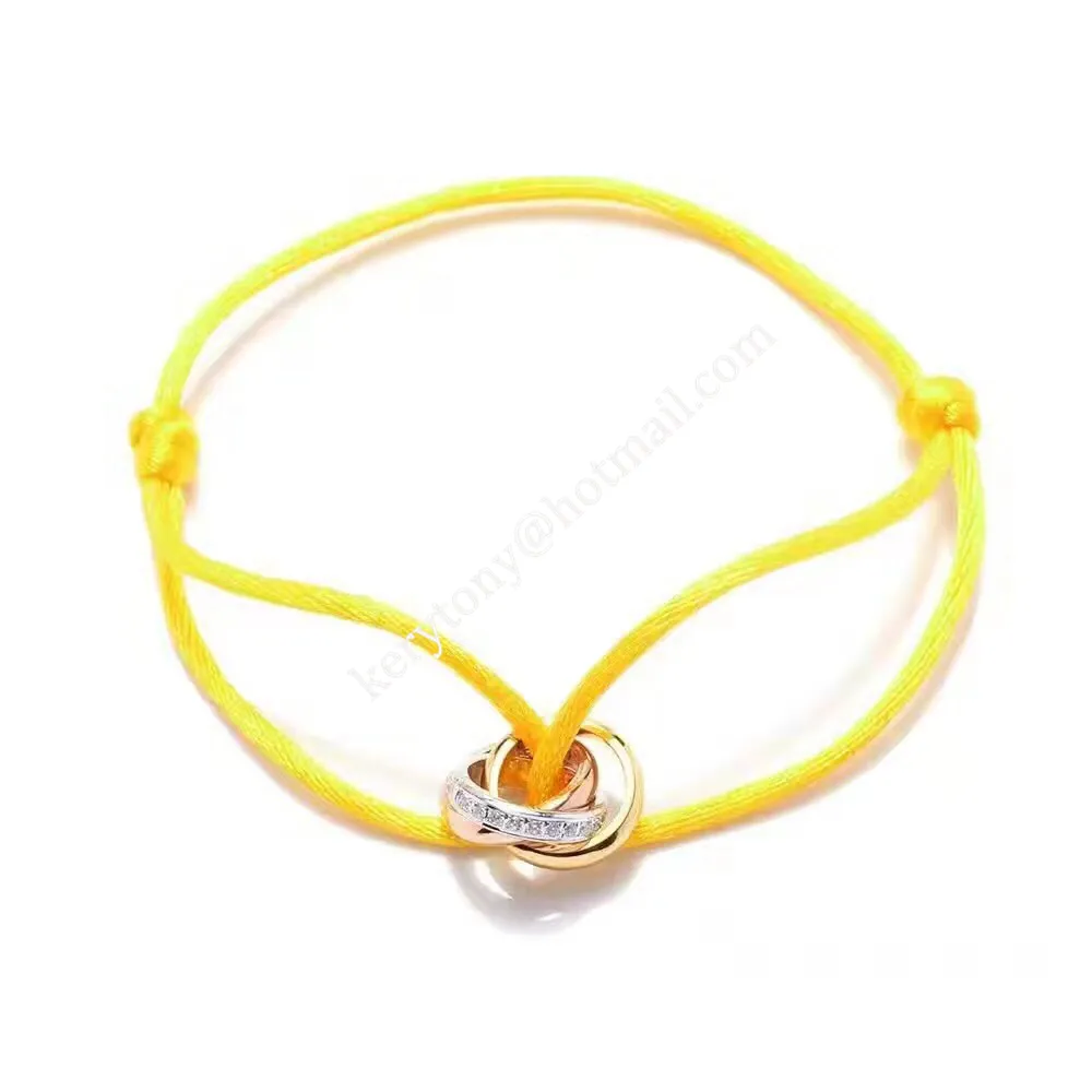 Most Luxury Cartier Trinity Rope Bracelet White Gold/Yellow God/Rose Gold With Diamonds Low Price