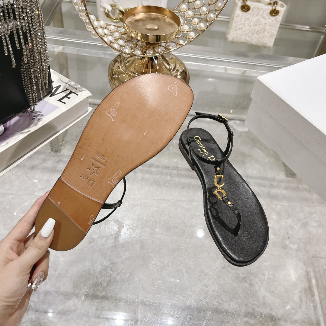 Dior 2024 C'est Flat Round Toe Women's Slipper Sandals (Replica)