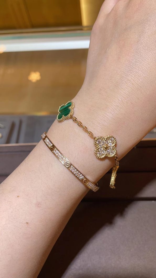 Van Cleef Bracelet Dupe, Green Clover& Diamonds