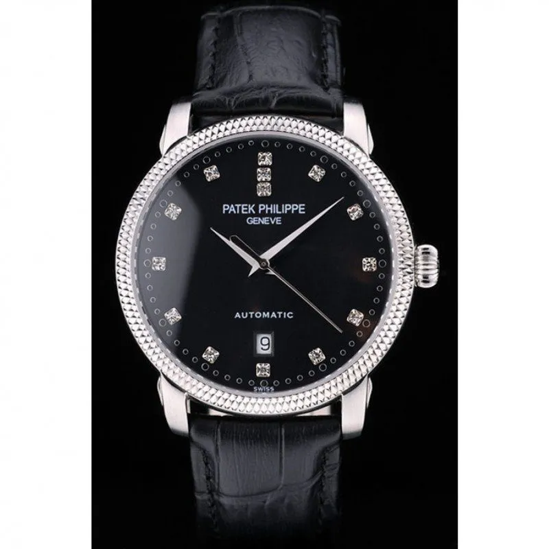 Calatrava Dial Black 39 mm, Stainless Steel