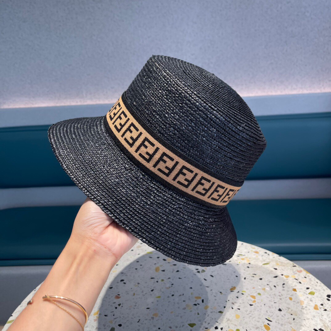 Fendi Straw Flat Top Hat  Sunhat （Replica）