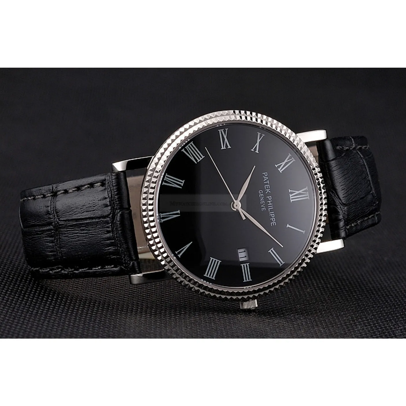 Calatrava Black Dial Roman 40 mm, Stainless Steel