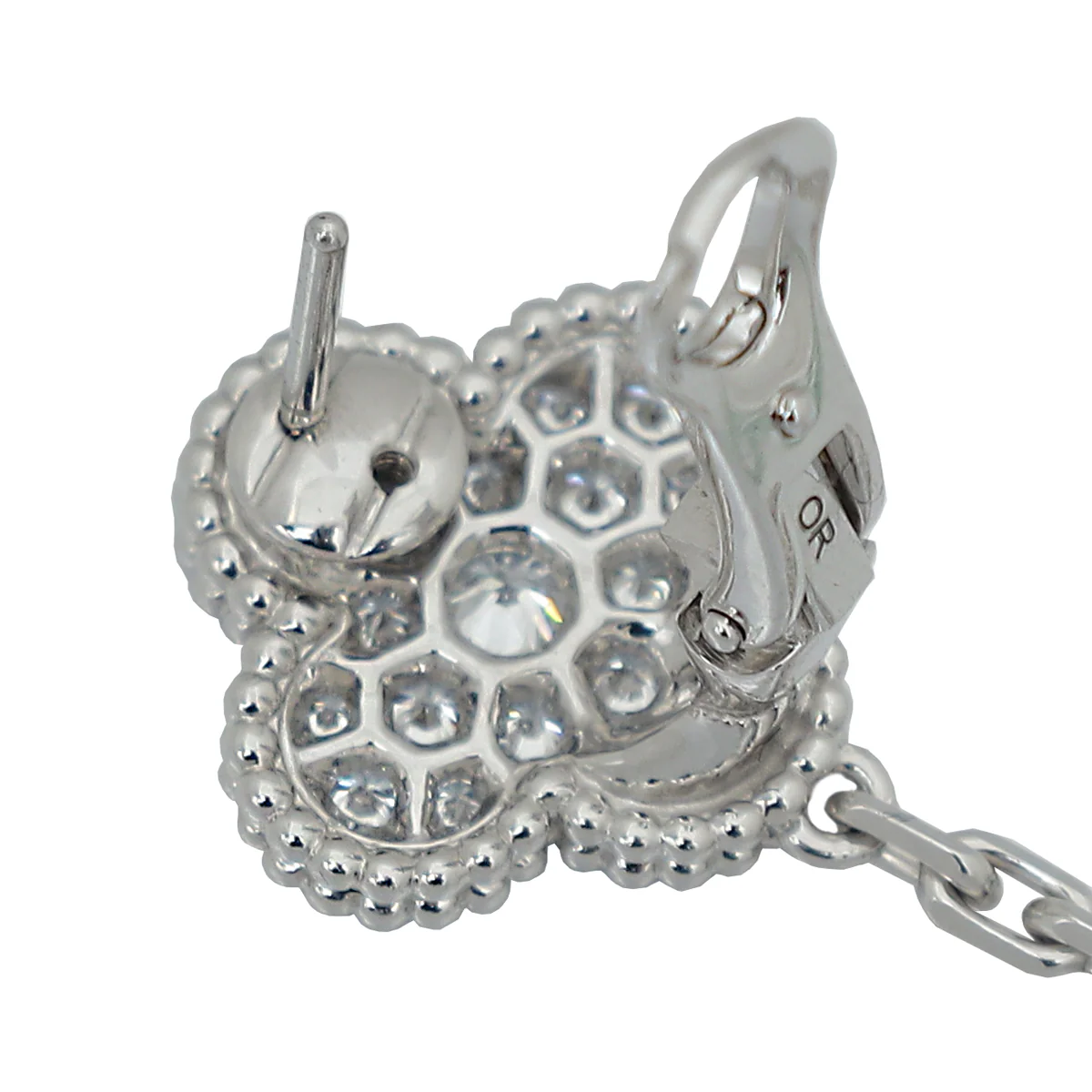 Van Cleef & Arpels 18K White Gold Diamonds Magic Alhambra 3 Motifs Earrings