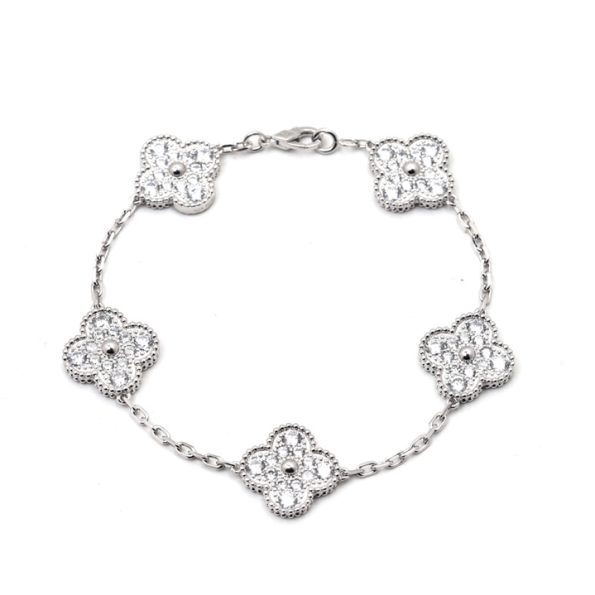 Van Cleef Bracelet Dupe, Sliver& Full Diamonds Clover