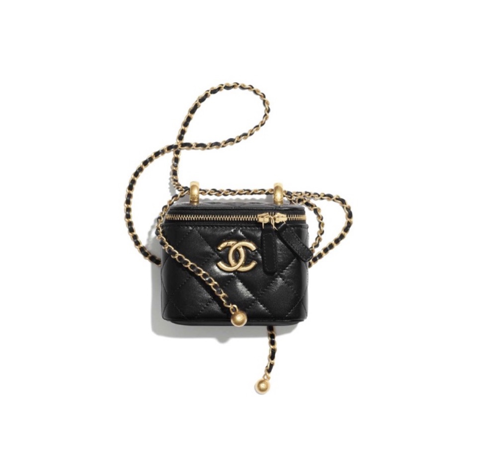Chanel Double Golden-Ball Makeup Box Black Bag (Replica)