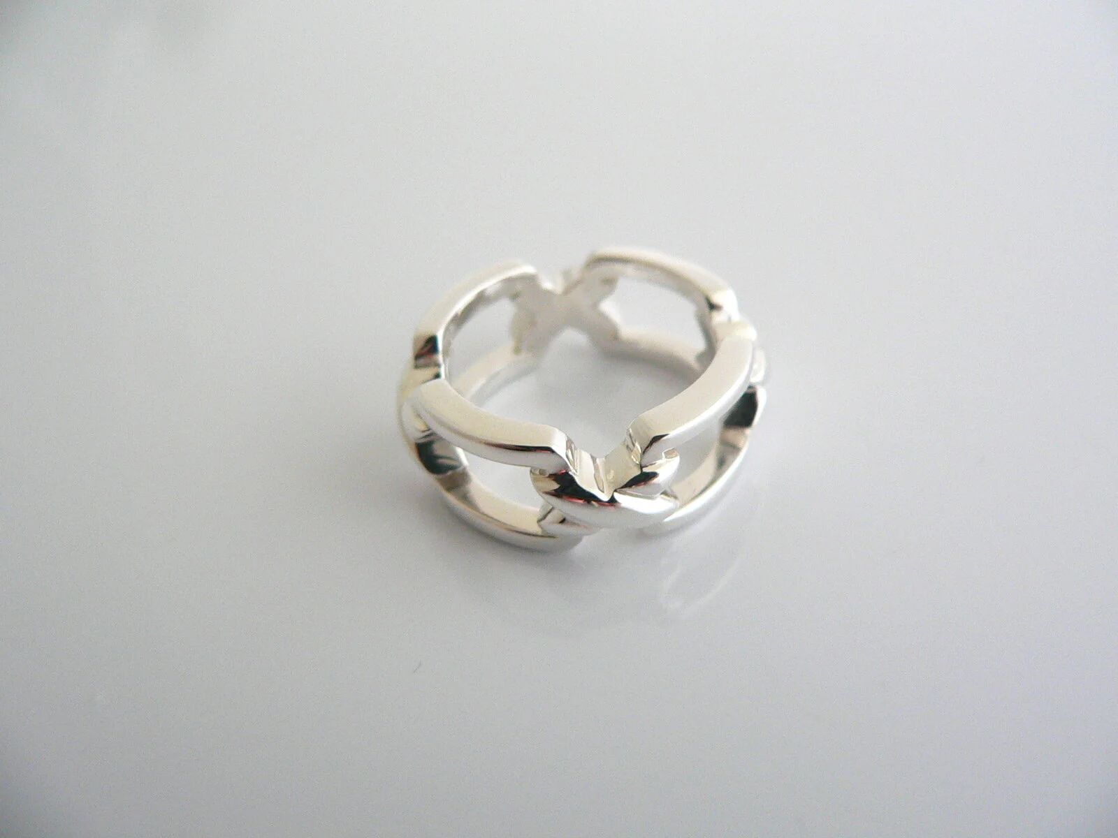 Tiffany & Co Silver Signature X Ring Link Band Sz 5 Mint Gift Love Statement Art
